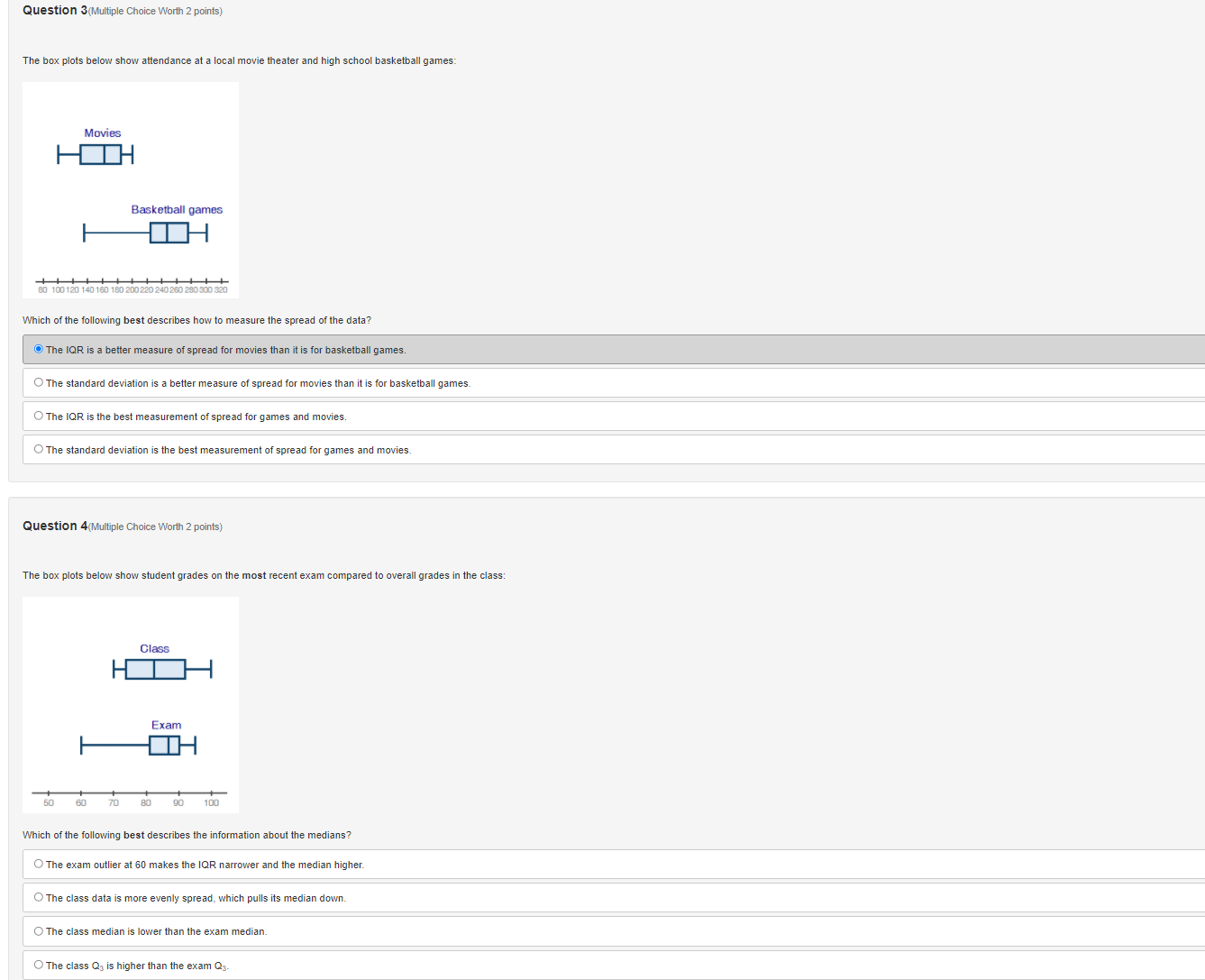 Question 1(Multiple Choice Worth 2 points) Male