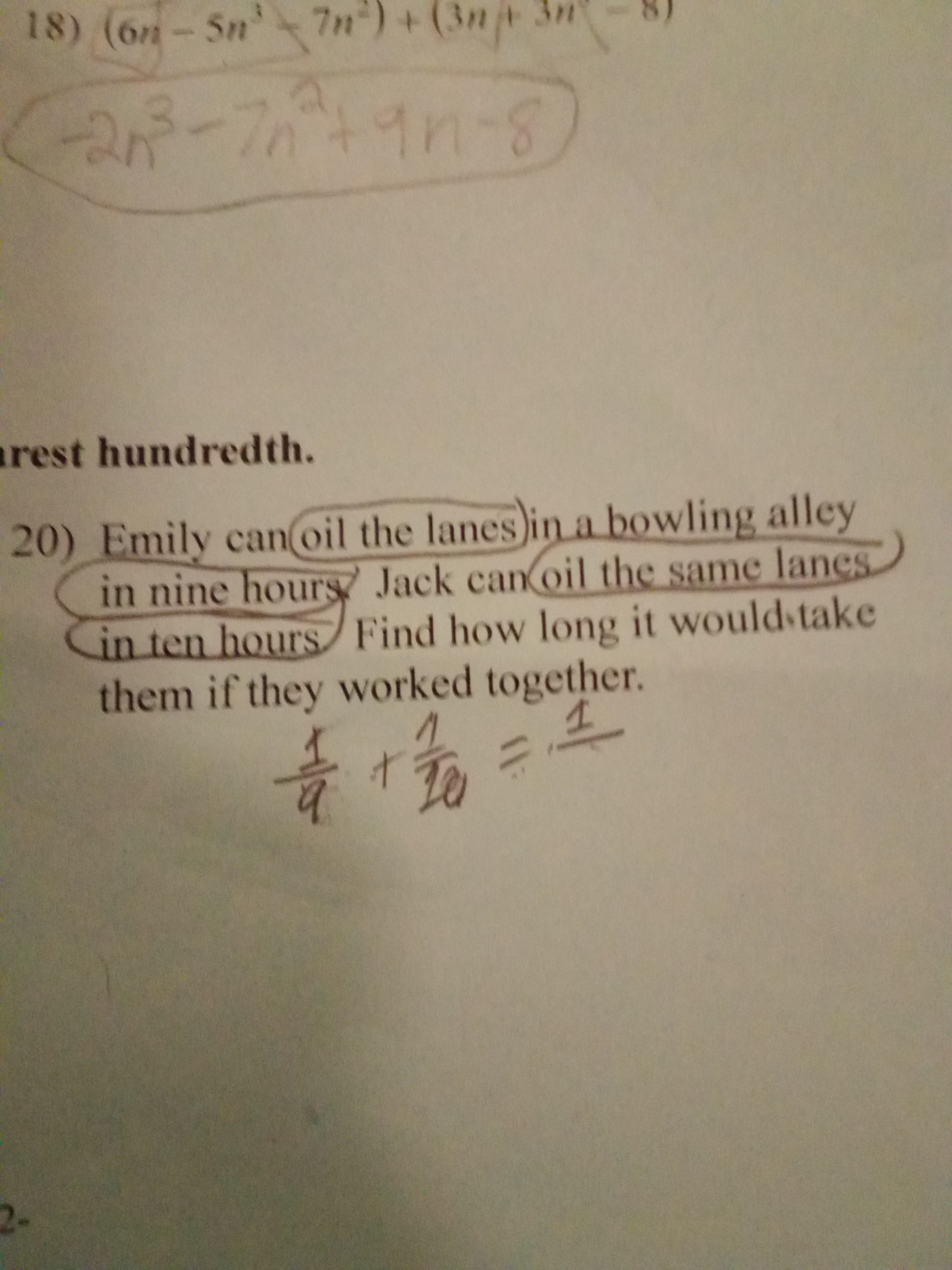 18) (on - 5n 7n ) + (30 + 371 - 8) 203- 7n + 9n-