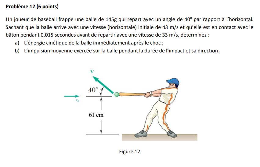 \fProblem 12 (6 points) A baseball player hits a