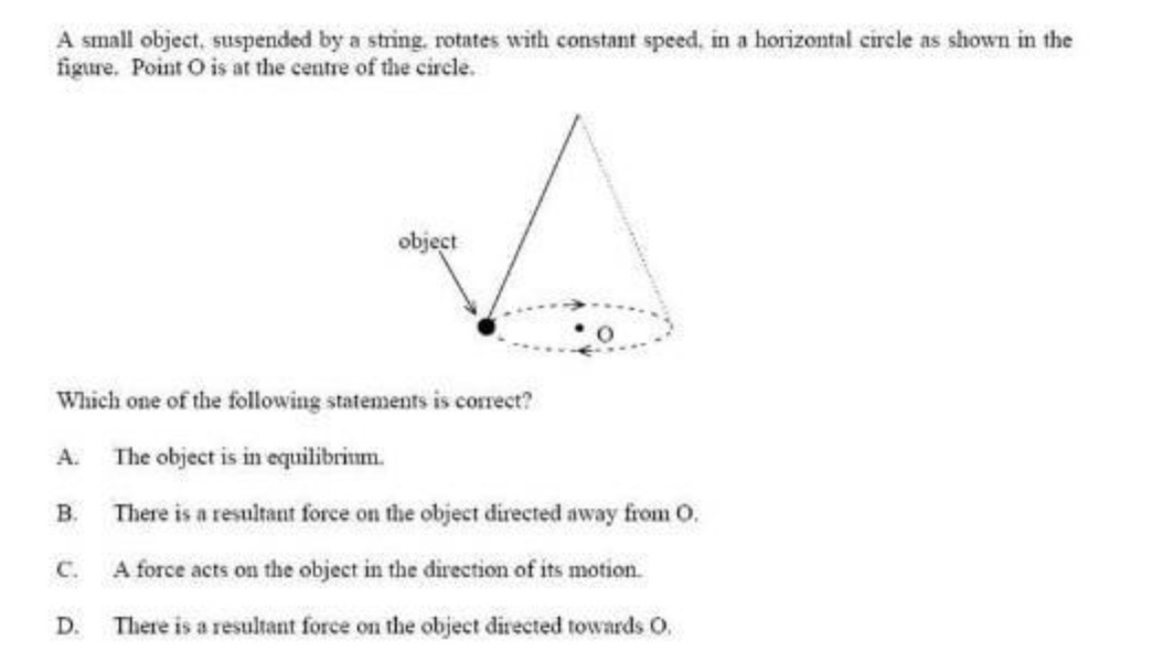A small object, suspended by a string. rotates