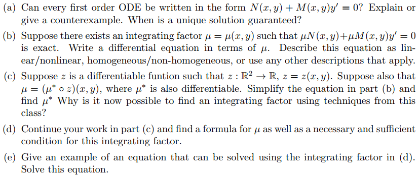 (a) Can every first order ODE be written in the