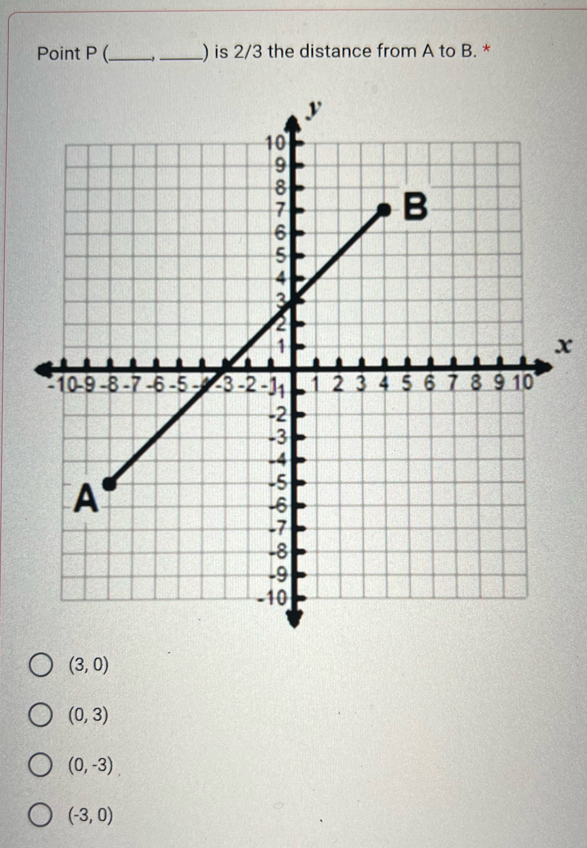 Using distance formula Point P _) is 2/3 the