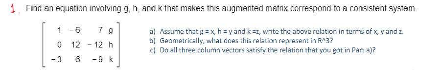 i _ Find an equation involving 9, h, and k that