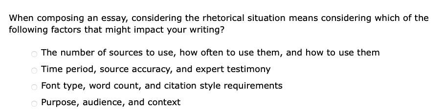 answer When composing an essay, considering the