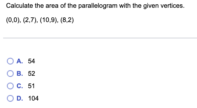 Calculate the area of the parallelogram with the