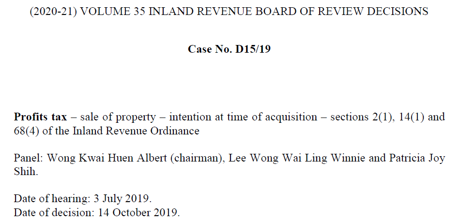 Hong Kong Taxation In a Board of Review (BoR)