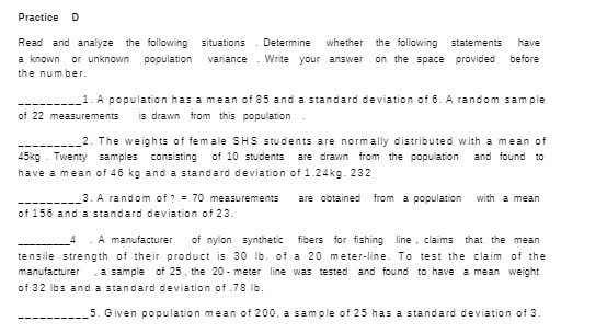 Practice D Read and analyze the following