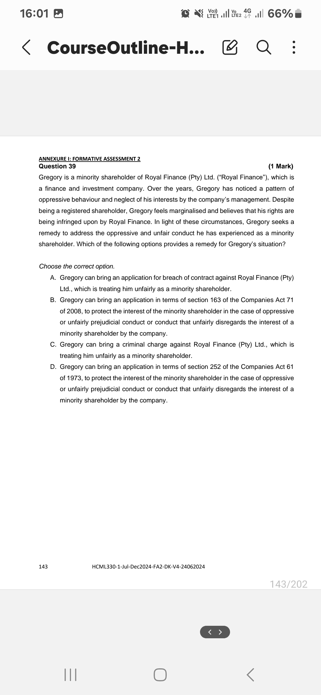 16:01 B QN Rl 0 66% @ { CourseOutline-H... Q :