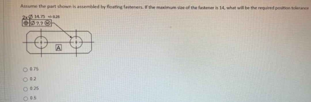 2x 14.75 ./-0.25 Assume the part shown is