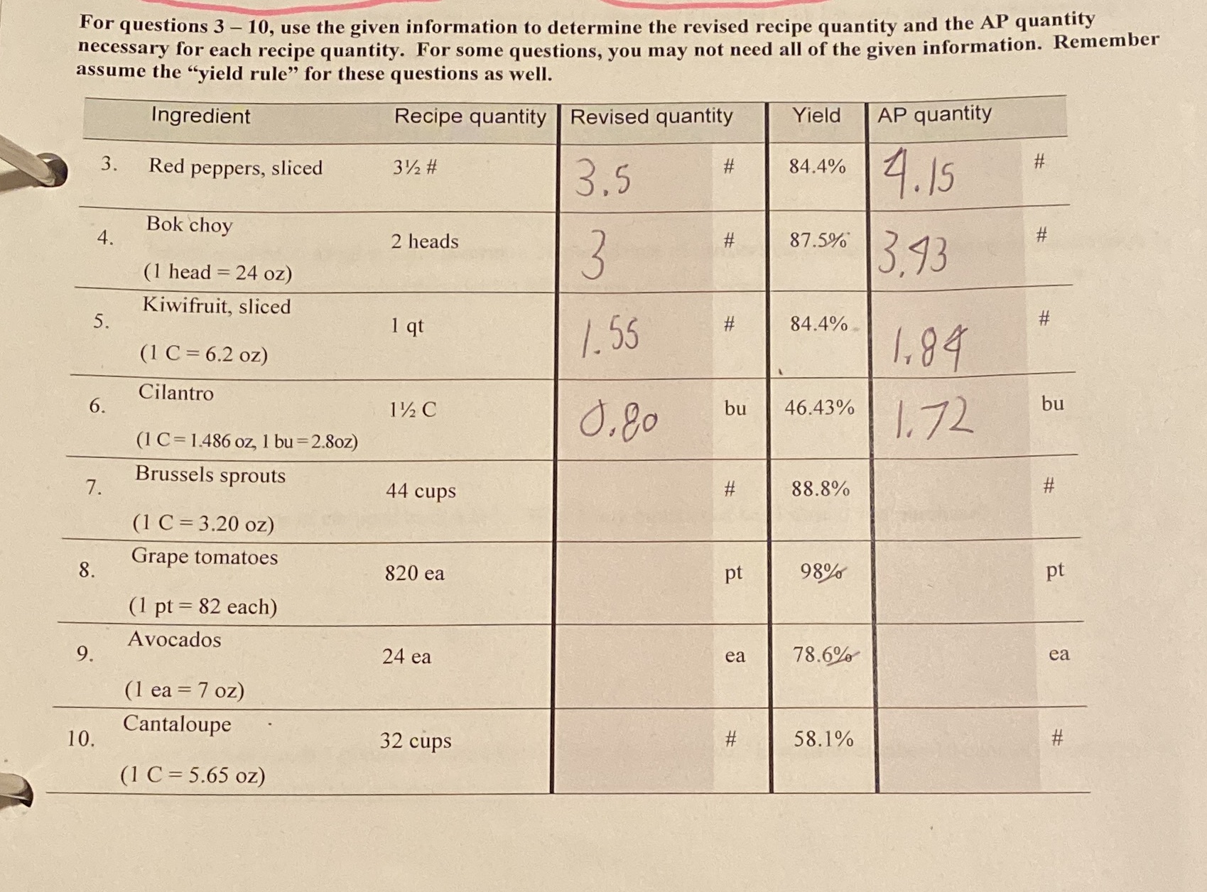 7-10 please For questions 3 - 10, use the given