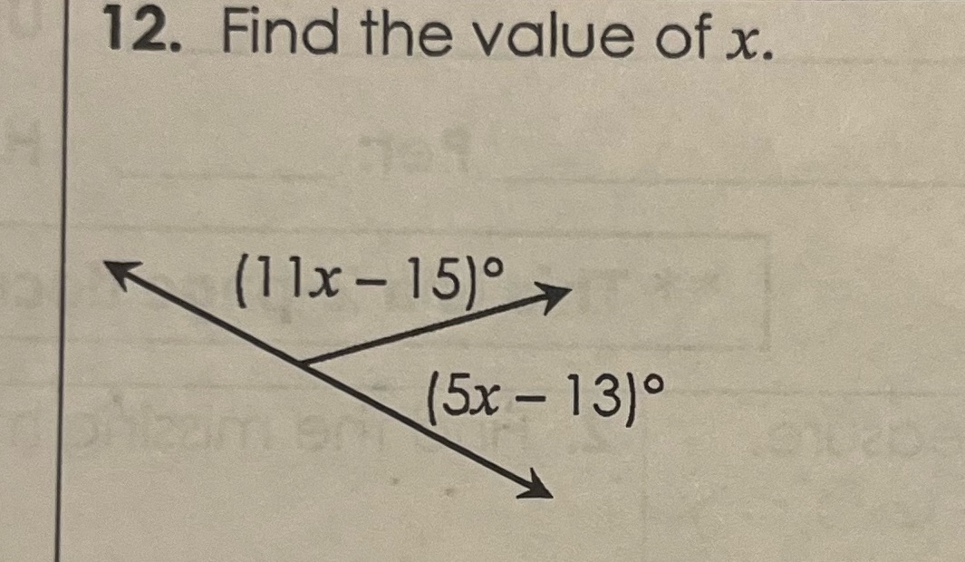 Find the value of x 12. Find the value of x. K (1