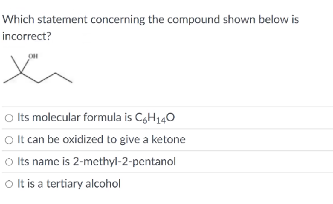 solve Which statement concerning the compound