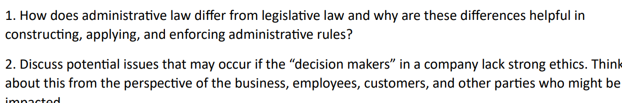 1. How does administrative law differ from
