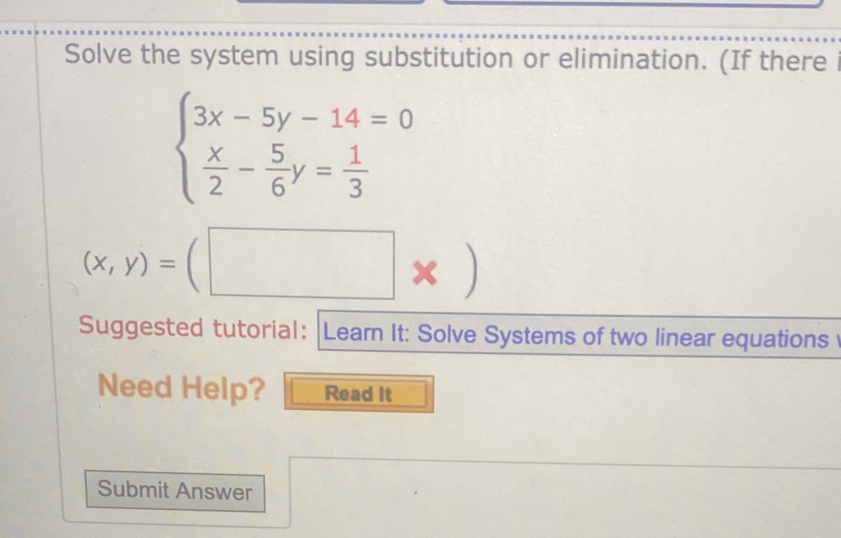 Solve the system using substitution or