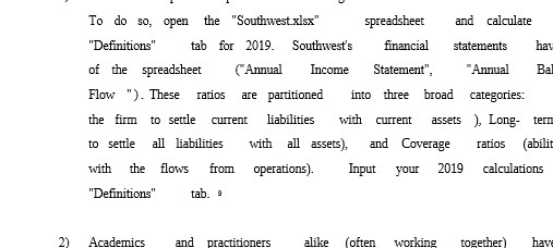 To do so, open the "Southwest xlex" spreadsheet