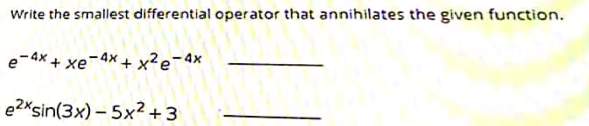 practice review Write the smallest differential