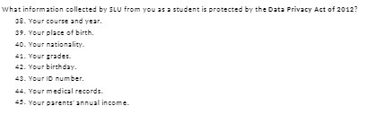 What information collected by SLU from you as a