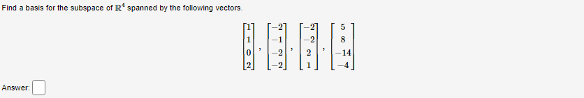 \fFind a has: for the subspace of R' spanned by