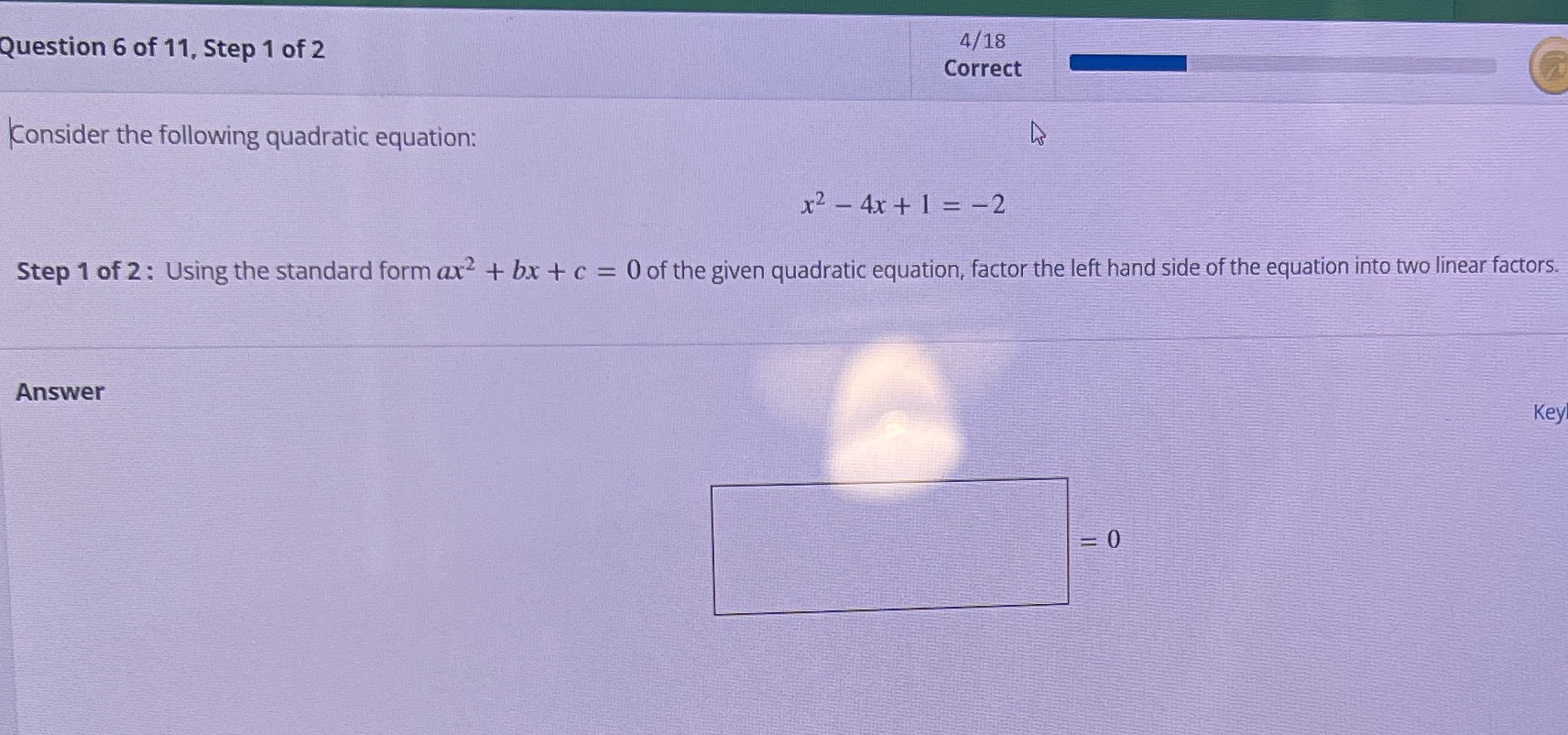 Question 6 of 11, Step 1 of 2 4/18 Correct