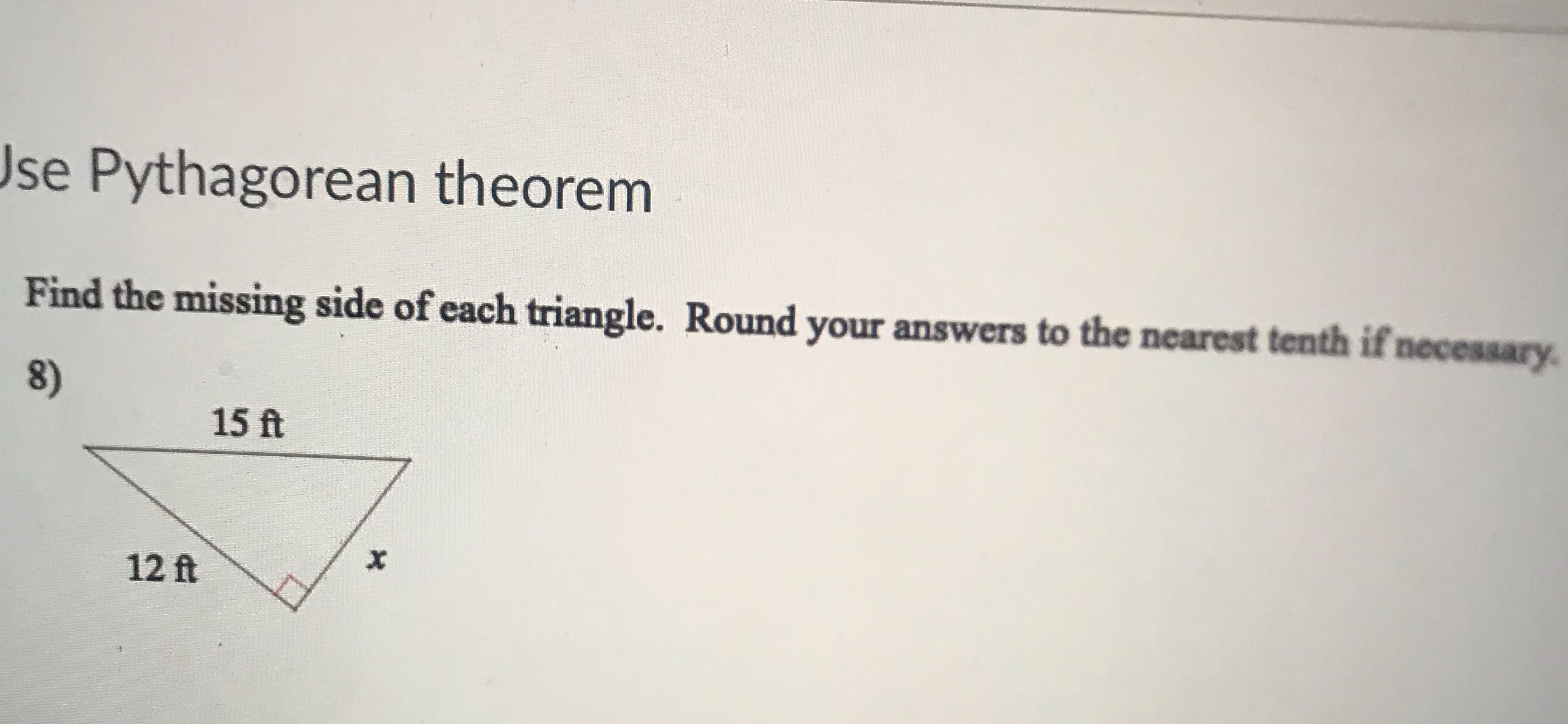Solve the question please se Pythagorean theorem