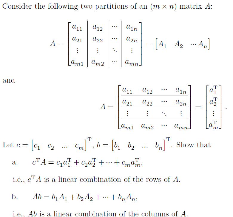 Consider the following two partitions of an (m x
