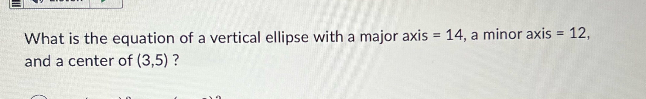 What is the equation of a vertical ellipse with a