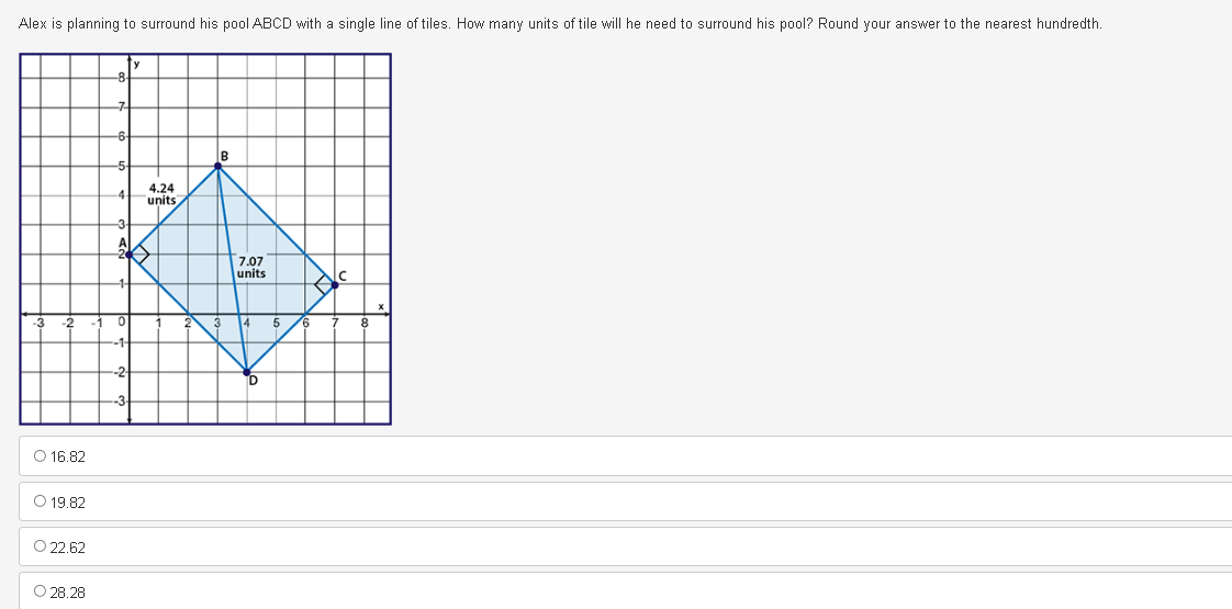 Alex is planning to surround his pool ABCD with a
