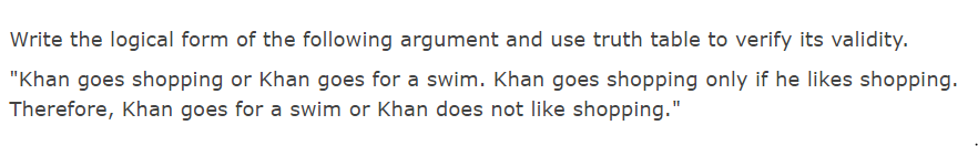 need in the following Write the logical form of