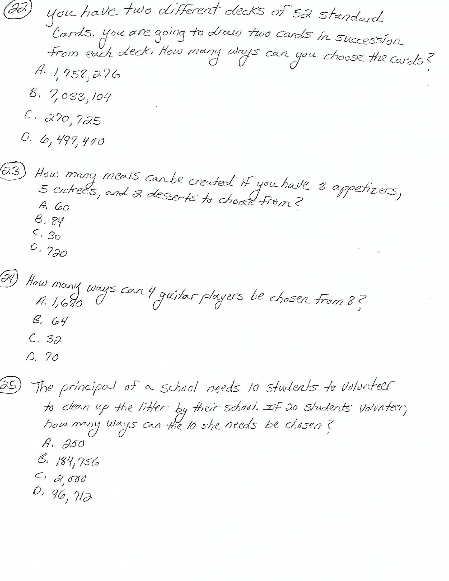 you have two different decks of 52 standard Cards