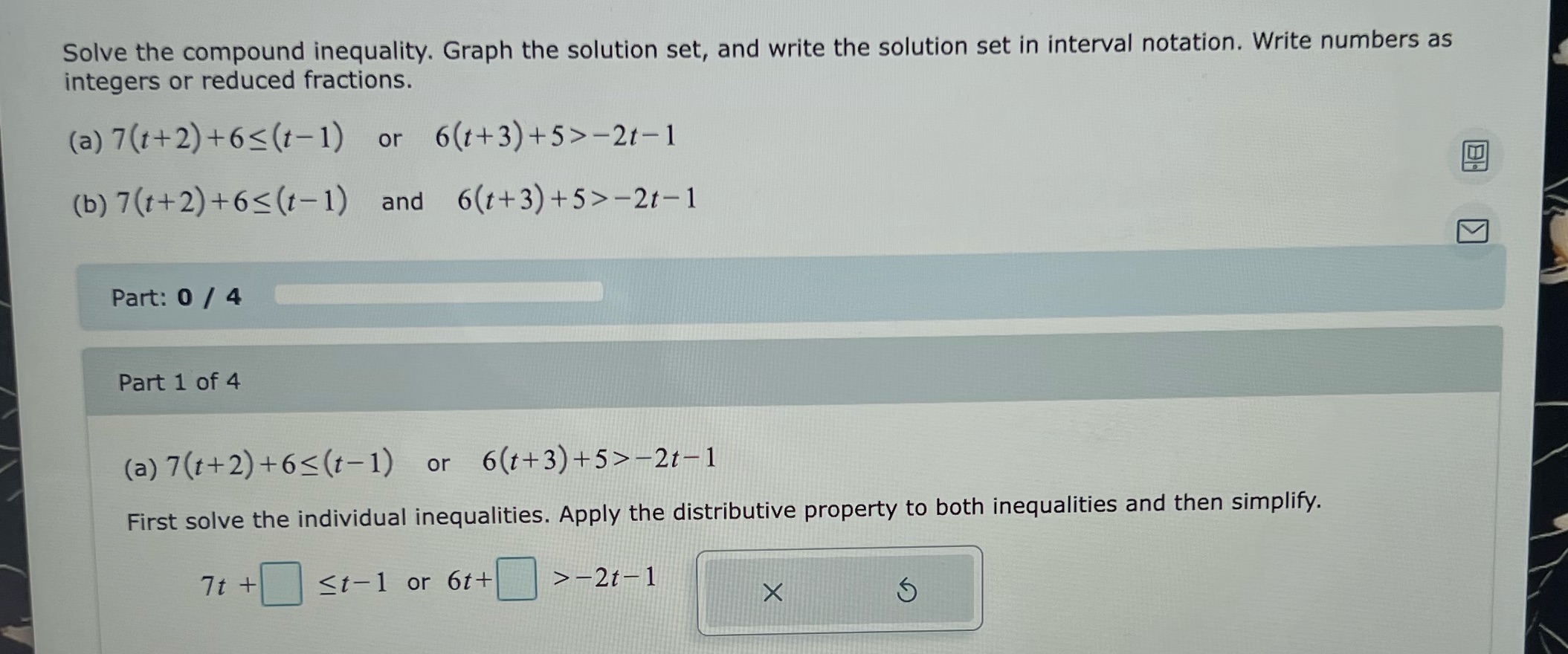 Solve the compound inequality. Graph the solution