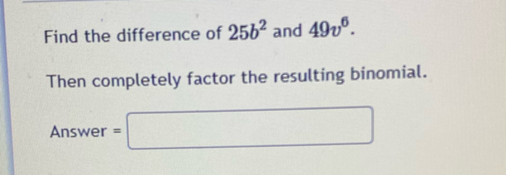 Find the difference of 2562 and 49v. Then