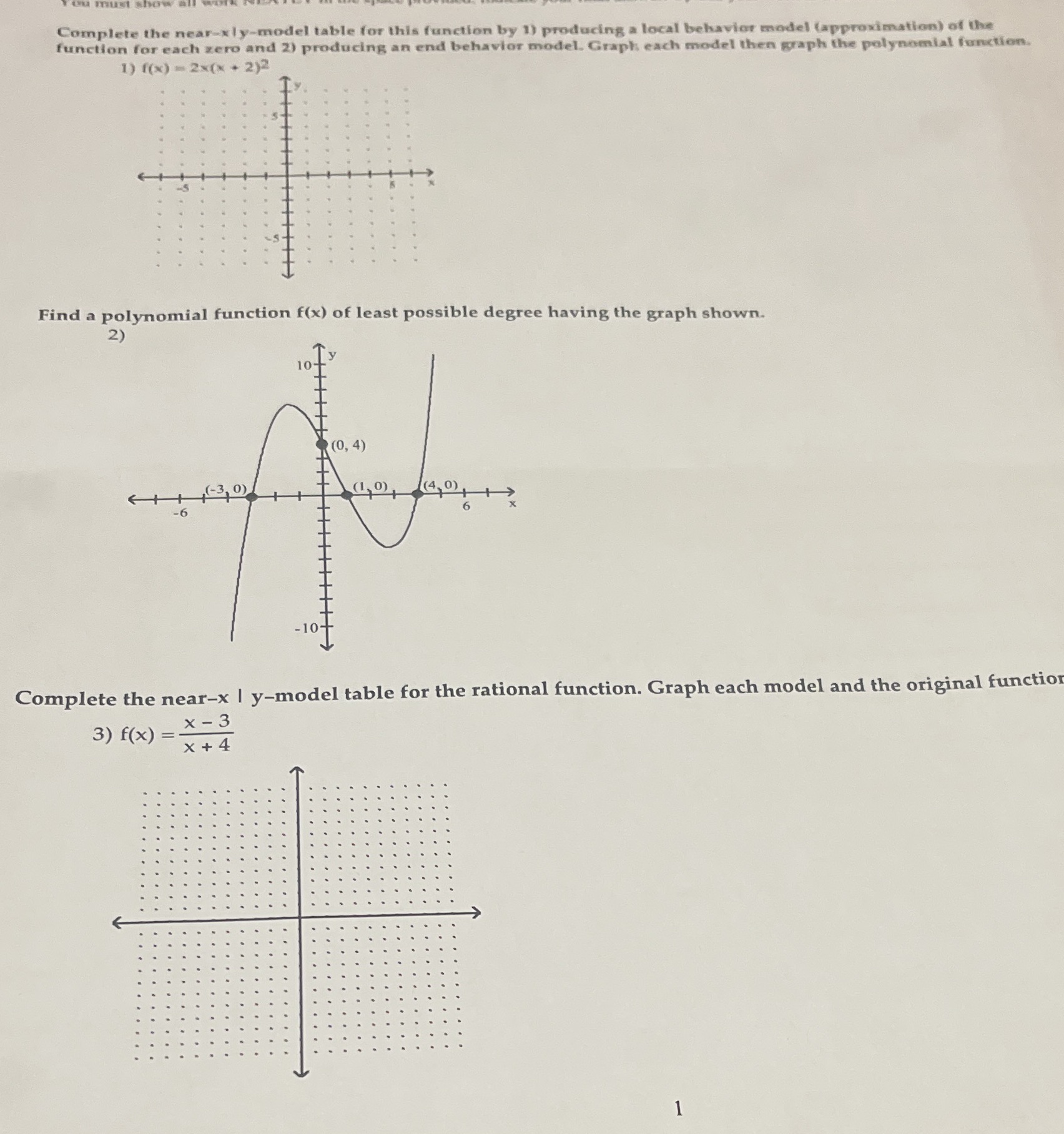 Complete the near-xly-model table for this