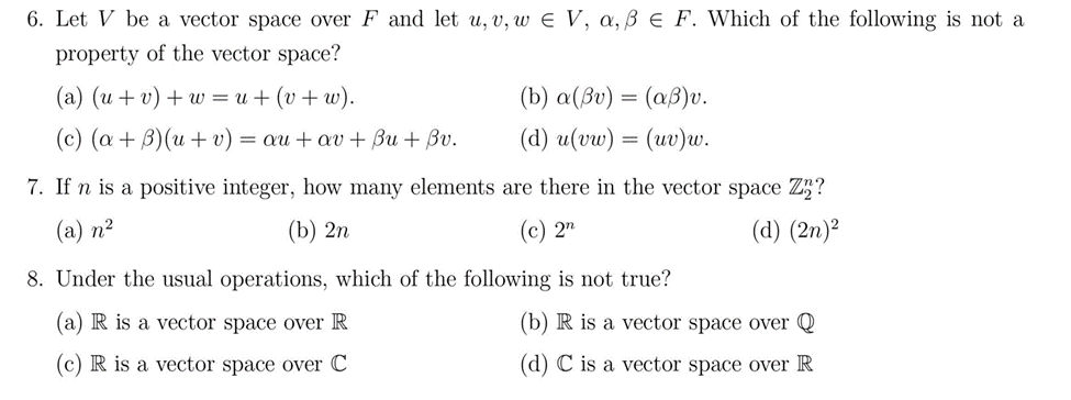 6. Let V be a vector space over F and let 1:,
