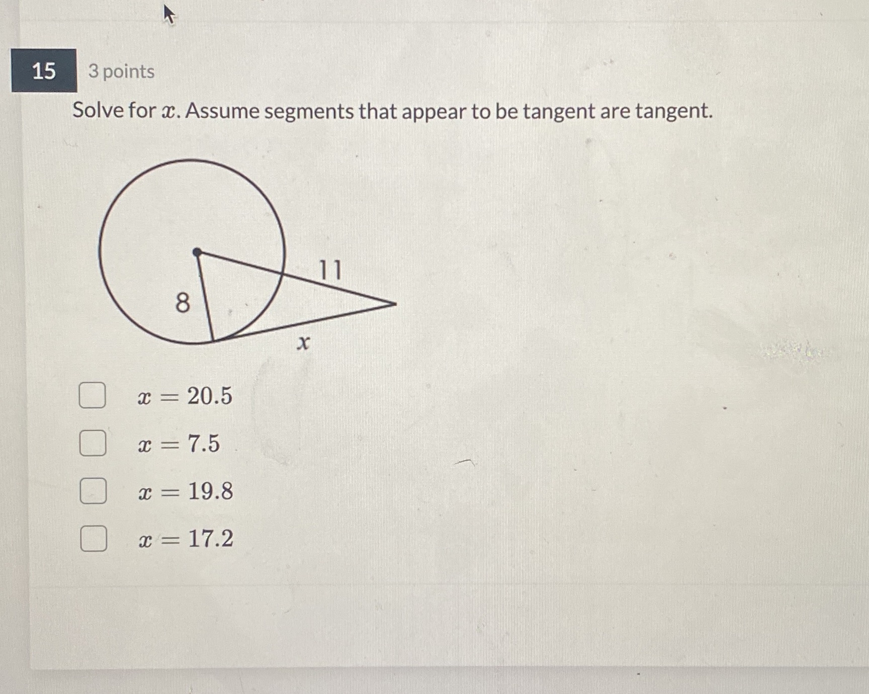 Instructions on screen 15 3 points Solve for a.
