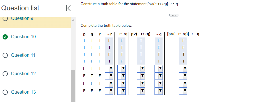 Question list K Construct a truth table for the