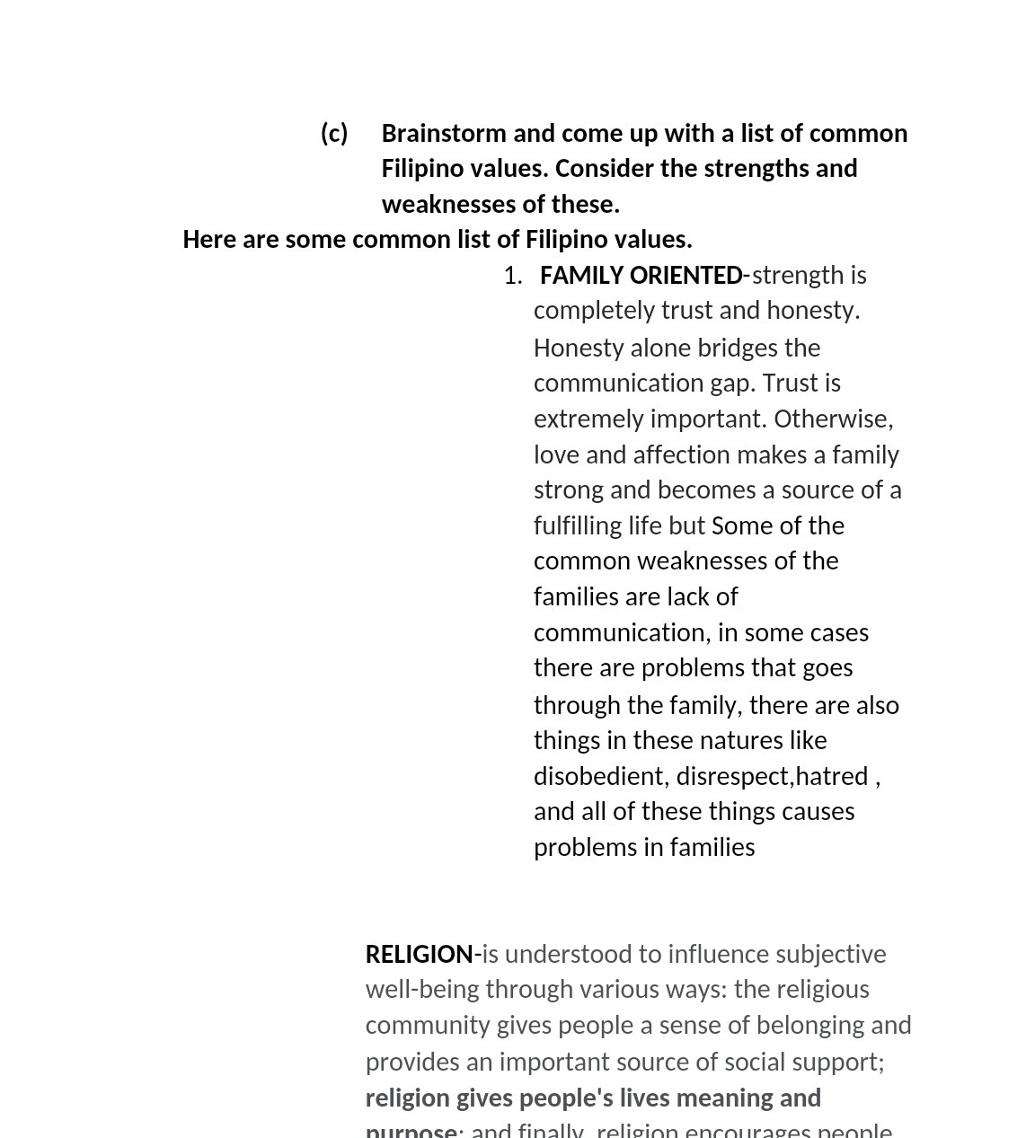 (c) Brainstorm and come up with a list of common