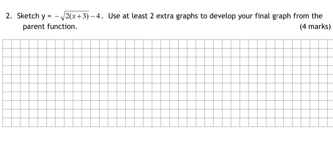 2. Sketch y = '/2(x+3) 4. Use at least 2 extra
