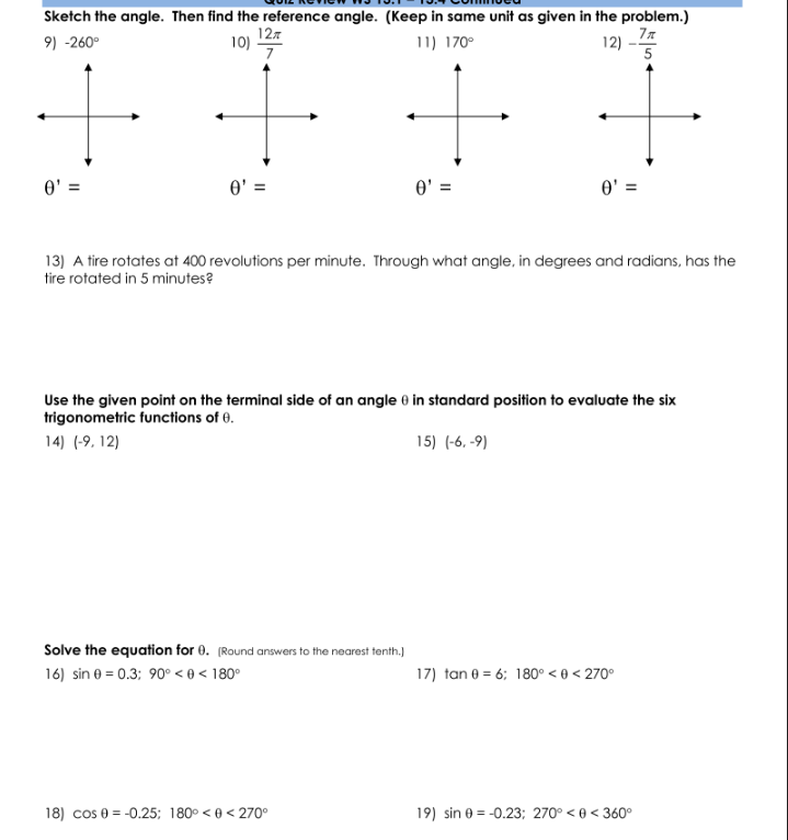 Sketch the angle. Then find the reference angle.