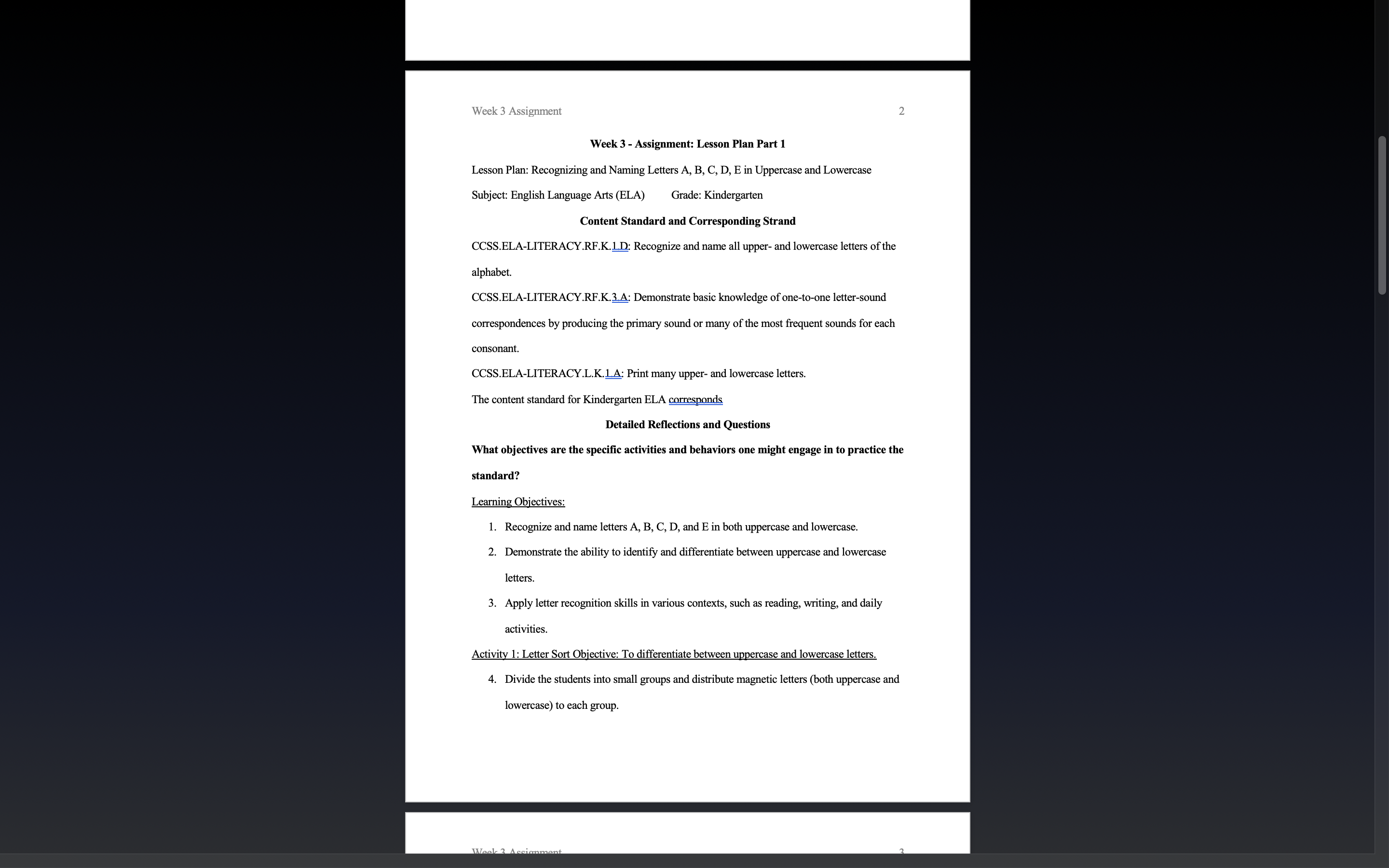 Week 3 Assignment N Week 3 - Assignment: Lesson