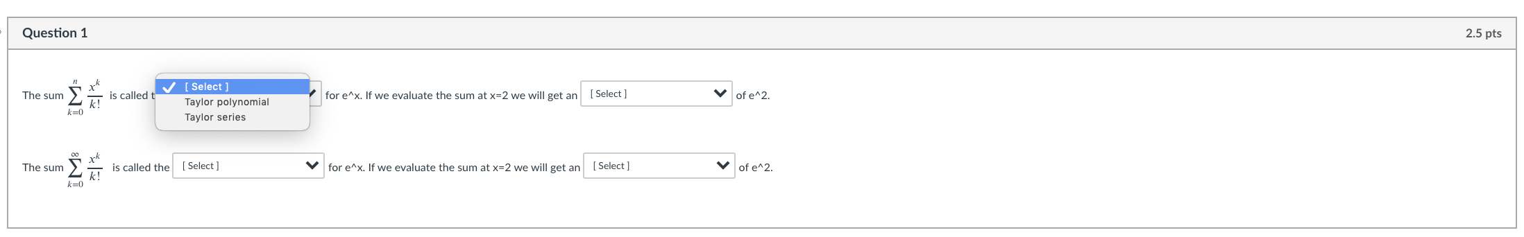 The questions are in the photo The drop down