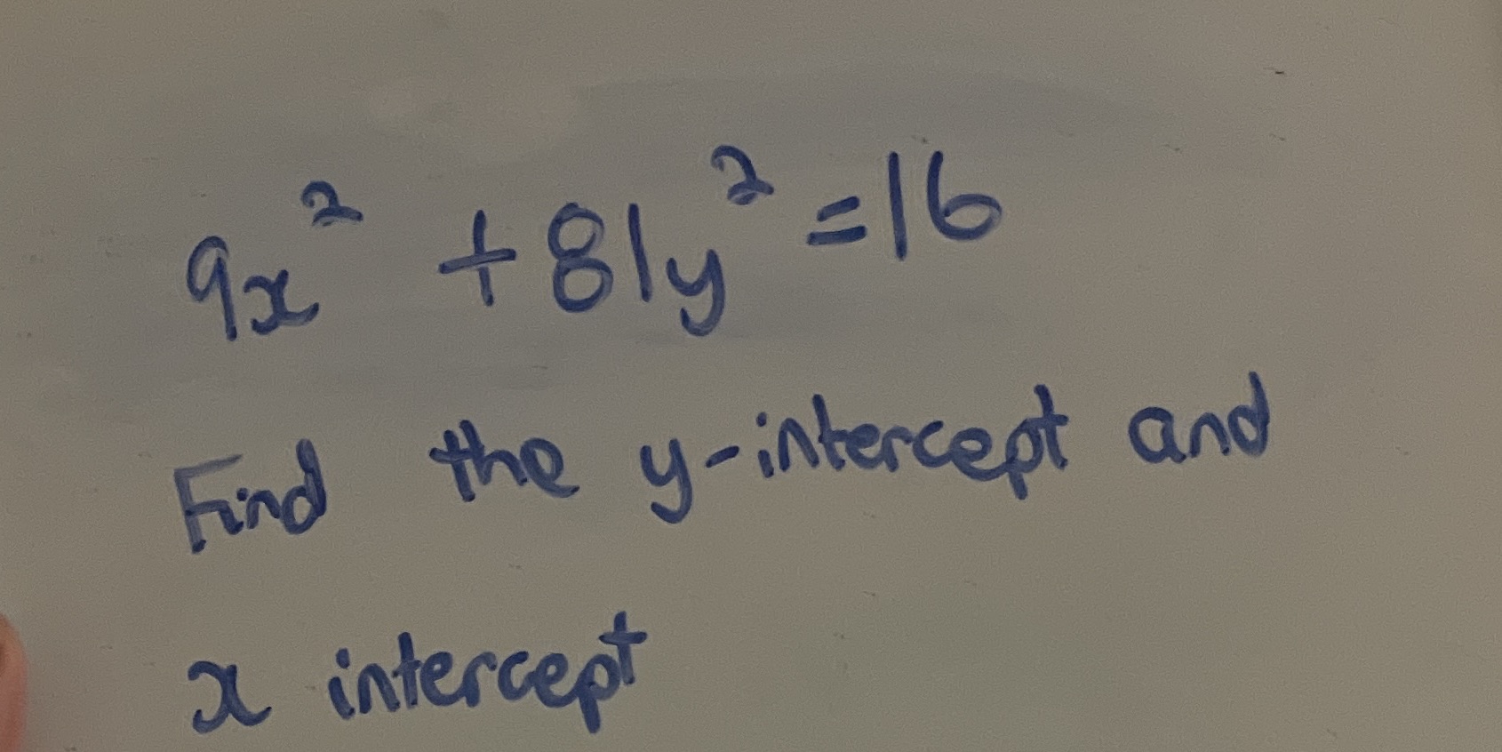 2 92 + 8ly = 16 Find the y-intercept and a