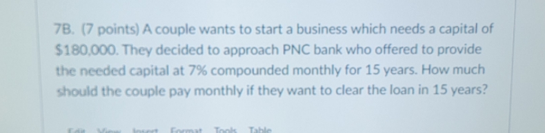 gives steps and final answer 7B. (7 points) A