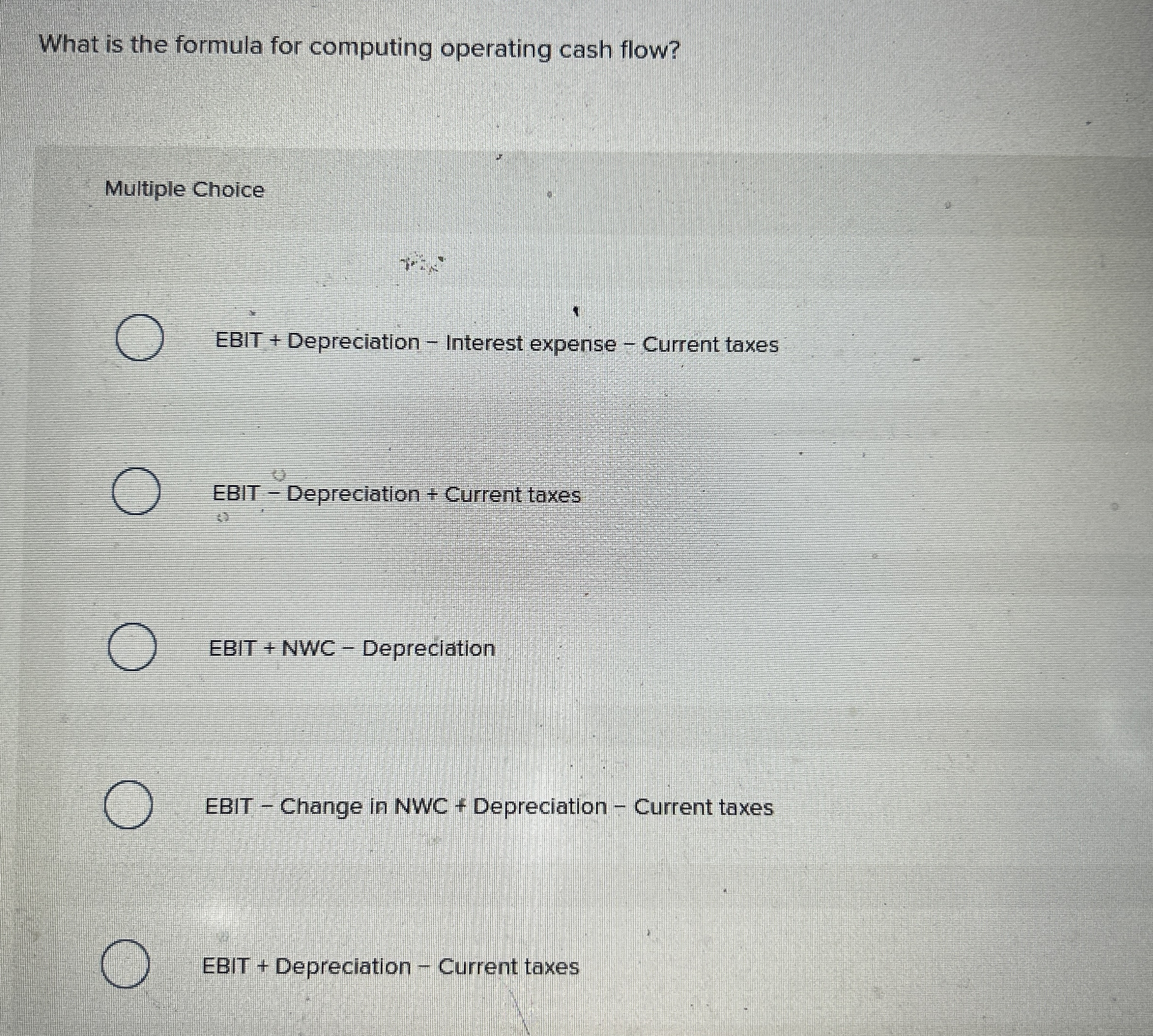 What is the formula for computing operating cash