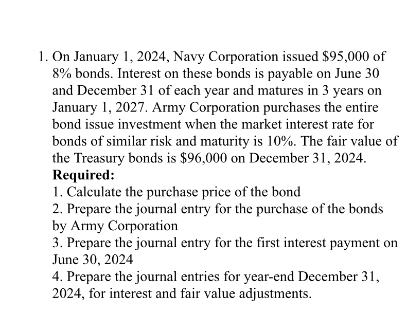 On January 1 , 2 0 2 4 , Navy Corporation issued
