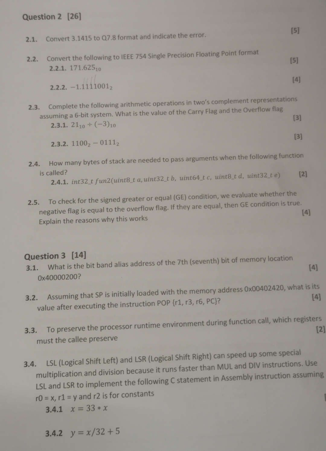 Question 2 [ 2 6 ] 2 . 1 . Convert 3 . 1 4 1 5 to