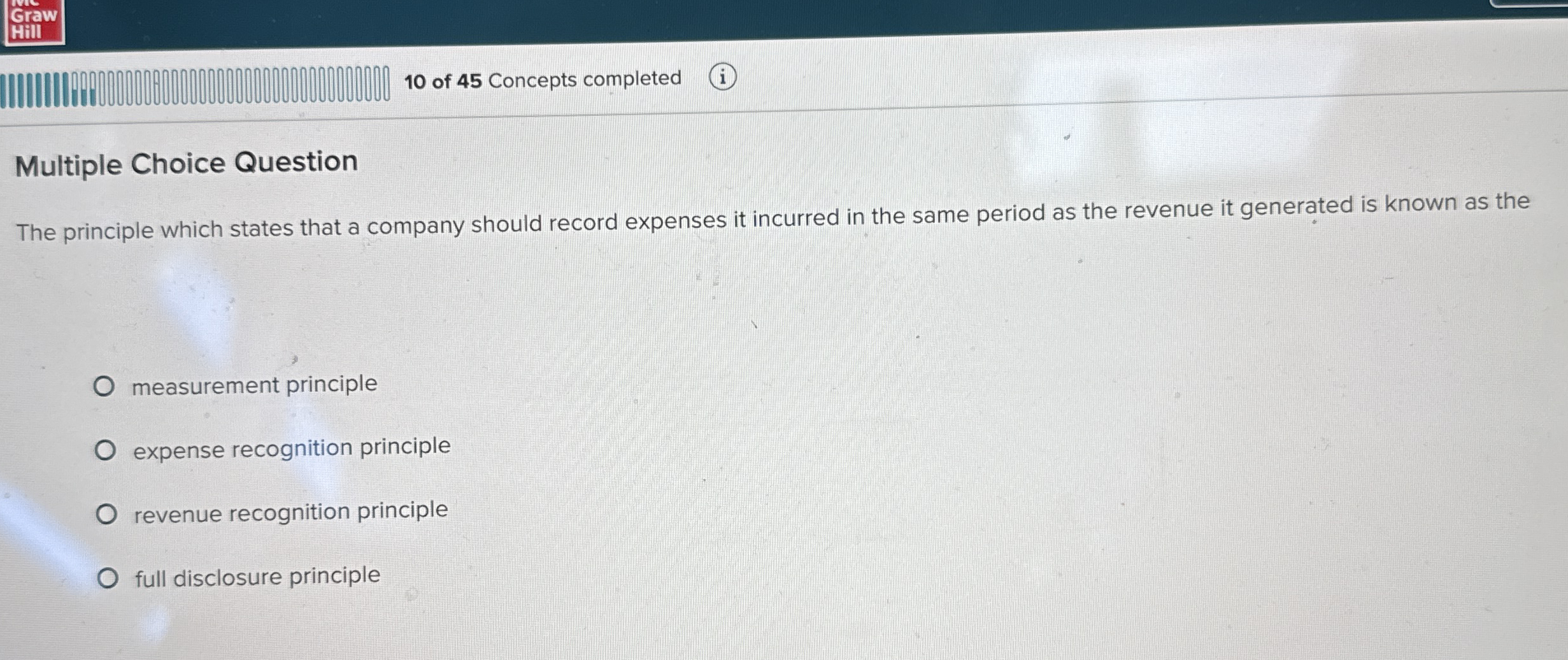 Graw Hill 1 0 of 4 5 Concepts completed ( i )