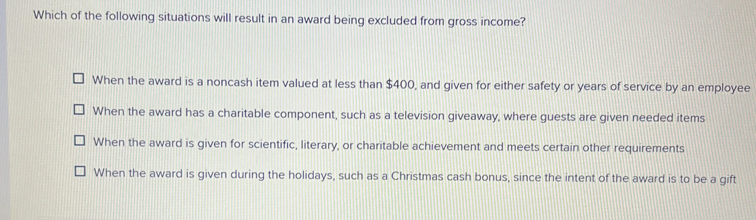 Which of the following situations will result in