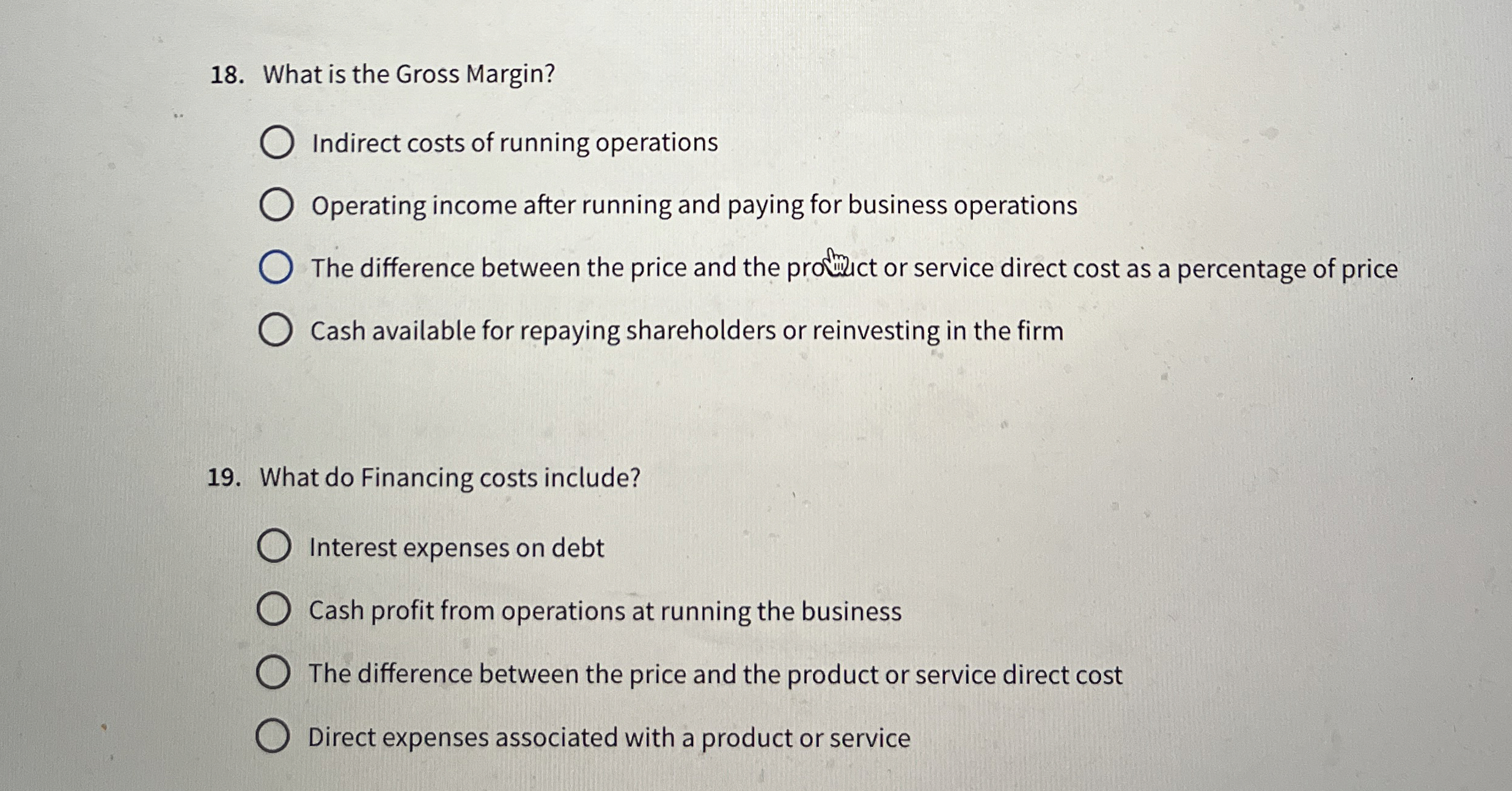 What is the Gross Margin? Indirect costs of