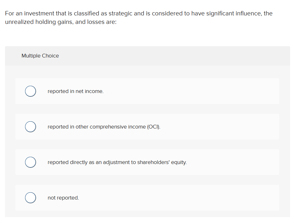 For an investment that is classified as strategic