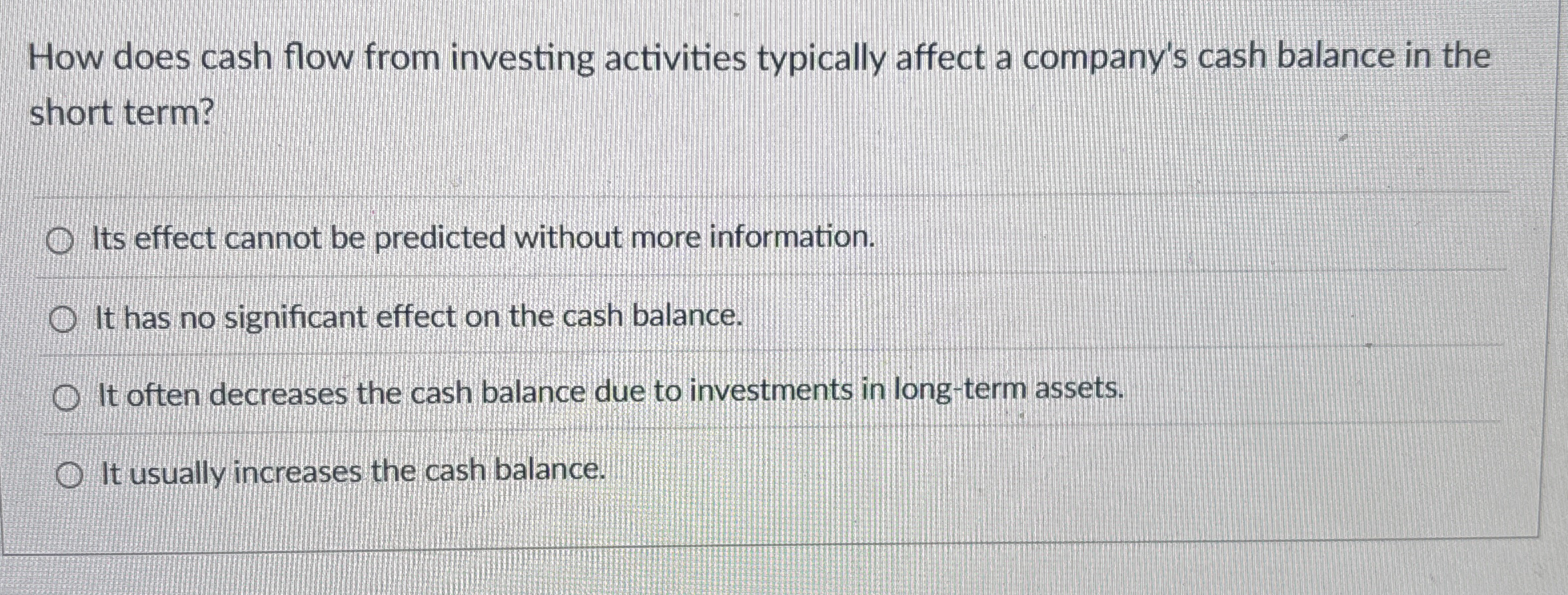 How does cash flow from investing activities